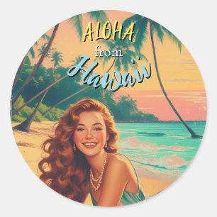 Vintage Style Hawaiian Travel Aloha from Hawaii Classic Round Sticker