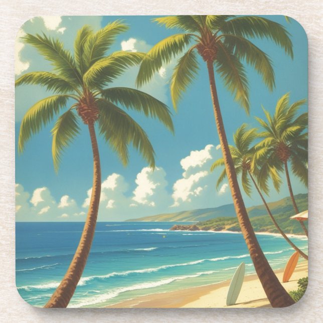 Vintage Style Hawaiian Travel Aloha From Hawaii Coaster (Front)