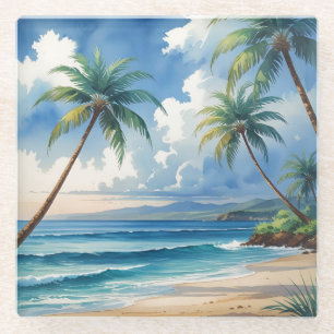 Vintage Style Hawaiian Travel Aloha From Hawaii Glass Coaster