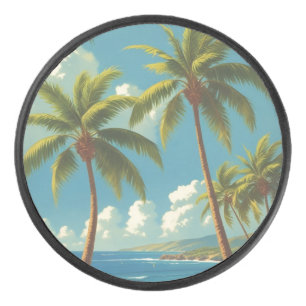 Vintage Style Hawaiian Travel Aloha From Hawaii Hockey Puck