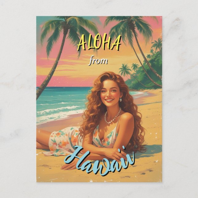 Vintage Style Hawaiian Travel Aloha from Hawaii Postcard (Front)