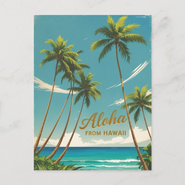 Vintage Style Hawaiian Travel Aloha From Hawaii Postcard (Front)