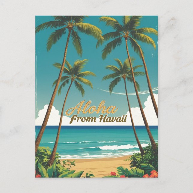 Vintage Style Hawaiian Travel Aloha From Hawaii Postcard (Front)