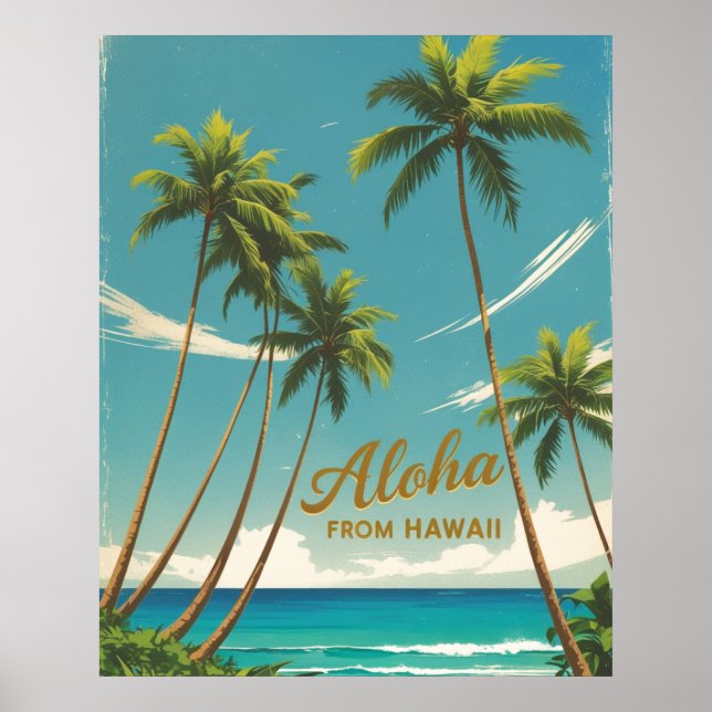 Vintage Style Hawaiian Travel Aloha From Hawaii Poster (Front)