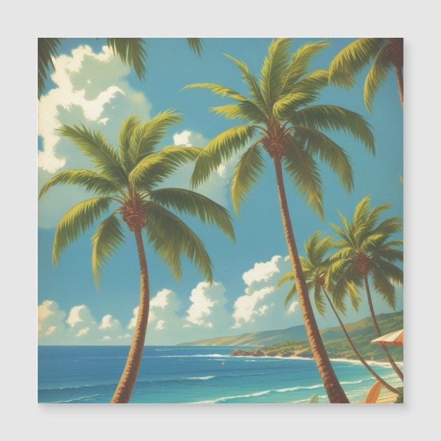 Vintage Style Hawaiian Travel Aloha Magnetic Card (Front)