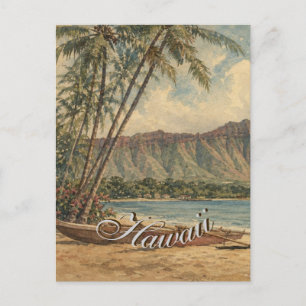 Vintage Style Hawaiian Travel Coast Sea Invitation Postcard