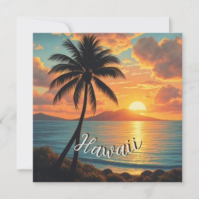 Vintage Style Hawaiian Travel Coast Sea Sunset (Front)