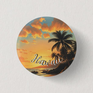 Vintage Style Hawaiian Travel Coast Sea Sunset 3 Cm Round Badge