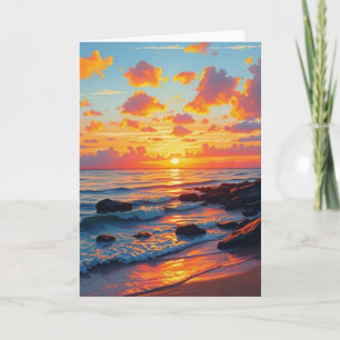Vintage Style Hawaiian Travel Coast Sea Sunset Card
