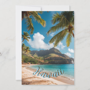 Vintage Style Hawaiian Travel Coast Sea Sunset Holiday Card