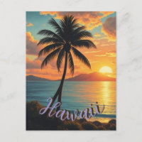 Vintage Style Hawaiian Travel Coast Sea Sunset