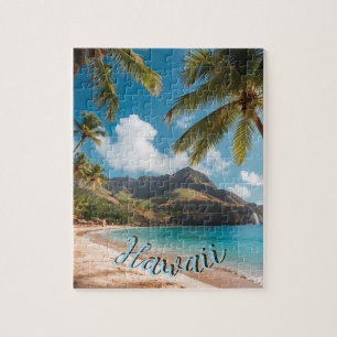 Vintage Style Hawaiian Travel Coast Sea Sunset Jigsaw Puzzle