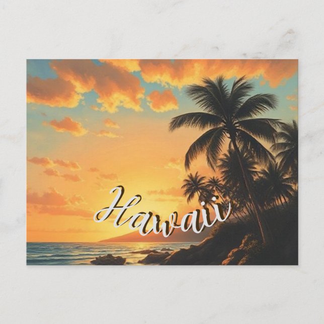 Vintage Style Hawaiian Travel Coast Sea Sunset Postcard (Front)