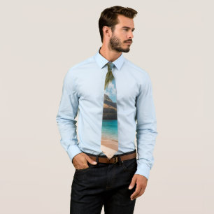 Vintage Style Hawaiian Travel Coast Sea Sunset Tie