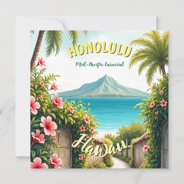 Vintage Style Hawaiian Travel Honolulu Card (Front)