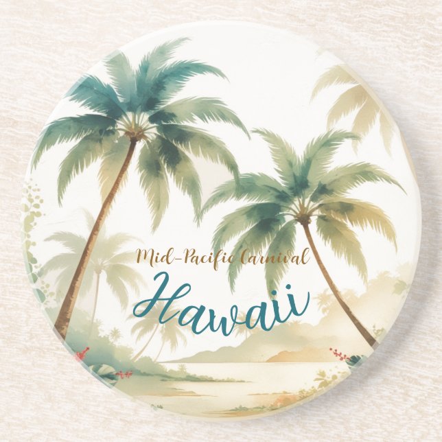 Vintage Style Hawaiian Travel Honolulu Coaster (Front)