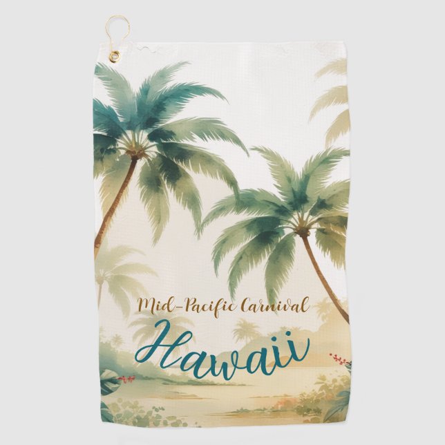 Vintage Style Hawaiian Travel Honolulu Golf Towel (Front)