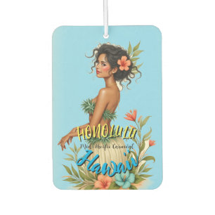 Vintage Style Hawaiian Travel Honolulu Hula Girl Car Air Freshener