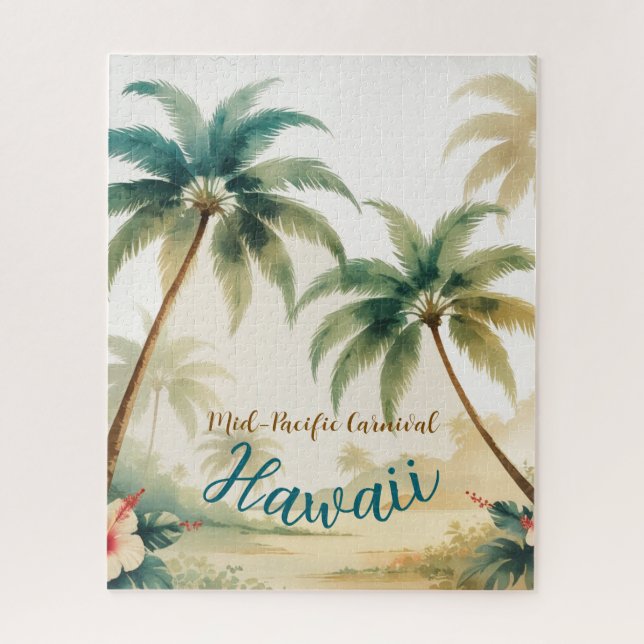 Vintage Style Hawaiian Travel Honolulu Jigsaw Puzzle (Vertical)