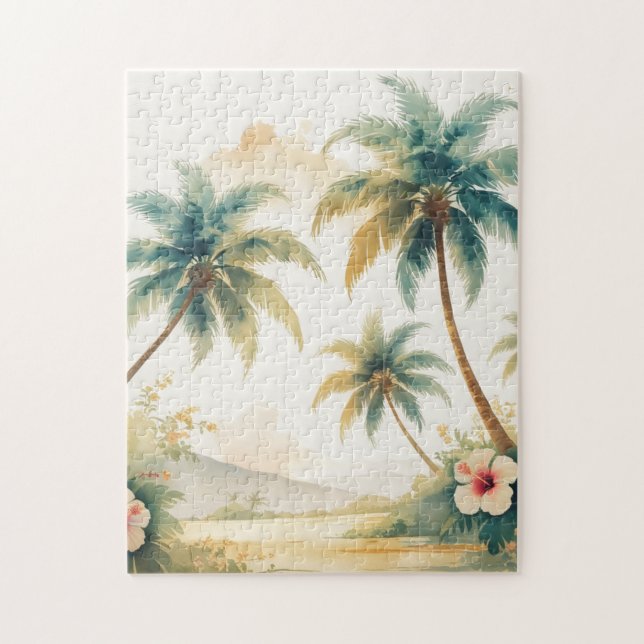 Vintage Style Hawaiian Travel Honolulu Jigsaw Puzzle (Vertical)