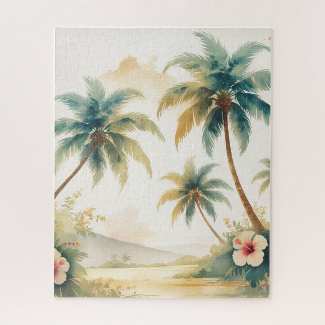 Vintage Style Hawaiian Travel Honolulu Jigsaw Puzzle (Vertical)