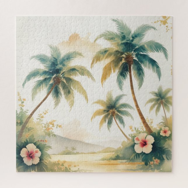 Vintage Style Hawaiian Travel Honolulu Jigsaw Puzzle (Vertical)