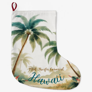 Vintage Style Hawaiian Travel Honolulu Large Christmas Stocking