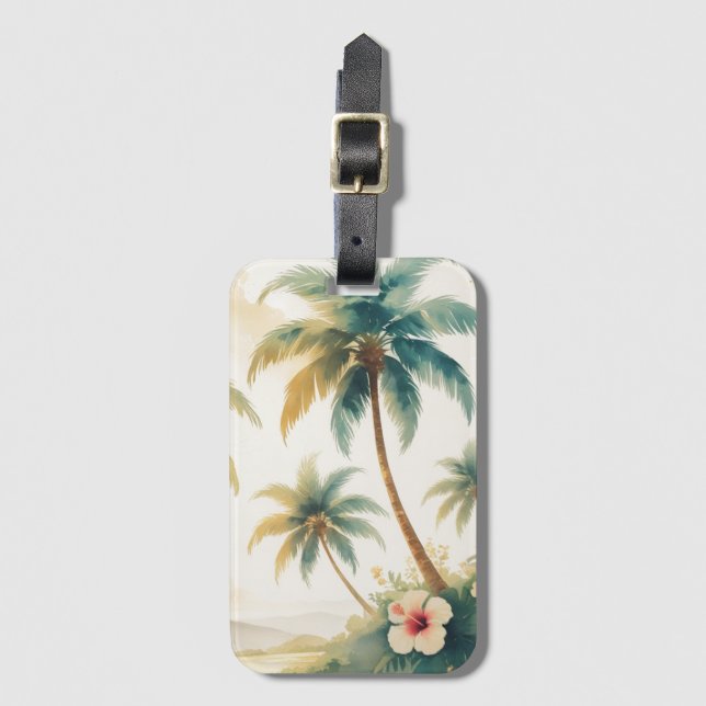 Vintage Style Hawaiian Travel Honolulu Luggage Tag (Front Vertical)