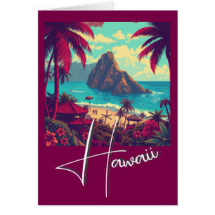 Vintage Style Hawaiian Travel Honolulu Mid-Pacific
