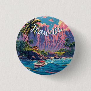 Vintage Style Hawaiian Travel Honolulu Mid-Pacific 3 Cm Round Badge
