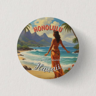 Vintage Style Hawaiian Travel Honolulu Mid-Pacific 3 Cm Round Badge
