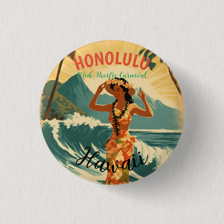 Vintage Style Hawaiian Travel Honolulu Mid-Pacific 3 Cm Round Badge