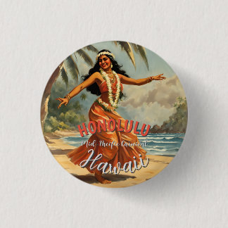 Vintage Style Hawaiian Travel Honolulu Mid-Pacific 3 Cm Round Badge