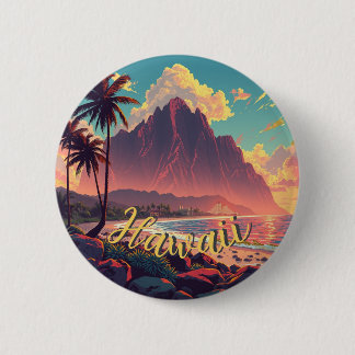 Vintage Style Hawaiian Travel Honolulu Mid-Pacific 6 Cm Round Badge