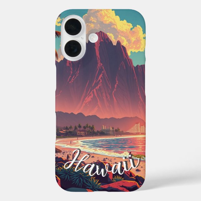 Vintage Style Hawaiian Travel Honolulu Mid-Pacific Case-Mate iPhone Case (Back)