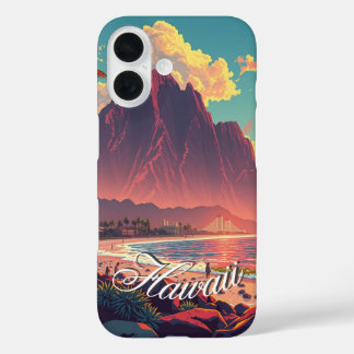 Vintage Style Hawaiian Travel Honolulu Mid-Pacific iPhone 16 Case