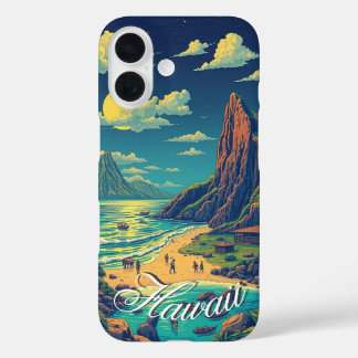 Vintage Style Hawaiian Travel Honolulu Mid-Pacific iPhone 16 Case