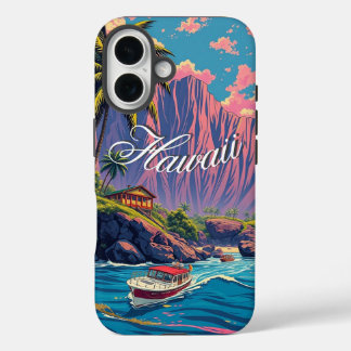 Vintage Style Hawaiian Travel Honolulu Mid-Pacific iPhone 16 Case