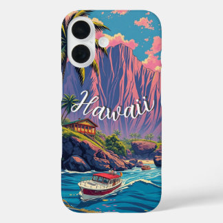 Vintage Style Hawaiian Travel Honolulu Mid-Pacific iPhone 16 Case