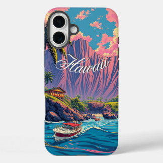 Vintage Style Hawaiian Travel Honolulu Mid-Pacific iPhone 16 Plus Case