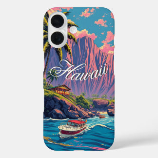 Vintage Style Hawaiian Travel Honolulu Mid-Pacific iPhone 16 Case