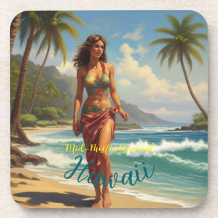 Vintage Style Hawaiian Travel Honolulu Mid-Pacific Coaster