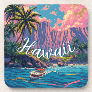 Vintage Style Hawaiian Travel Honolulu Mid-Pacific Coaster