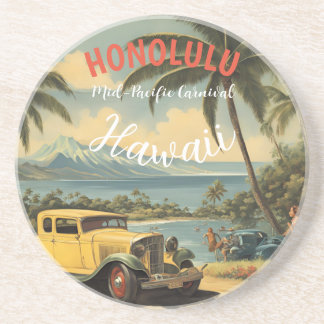 Vintage Style Hawaiian Travel Honolulu Mid-Pacific Coaster