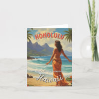 Vintage Style Hawaiian Travel Honolulu Mid-Pacific