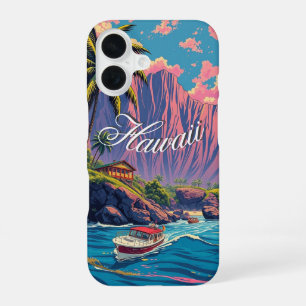 Vintage Style Hawaiian Travel Honolulu Mid-Pacific iPhone 16 Case