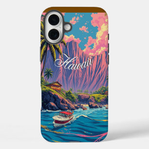 Vintage Style Hawaiian Travel Honolulu Mid-Pacific iPhone 16 Plus Case