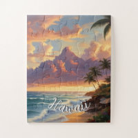 Vintage Style Hawaiian Travel Honolulu Mid-Pacific