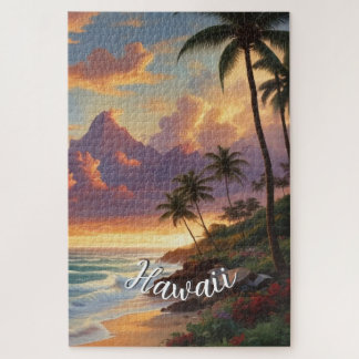 Vintage Style Hawaiian Travel Honolulu Mid-Pacific Jigsaw Puzzle
