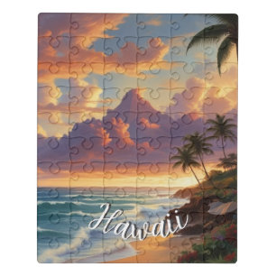 Vintage Style Hawaiian Travel Honolulu Mid-Pacific Jigsaw Puzzle